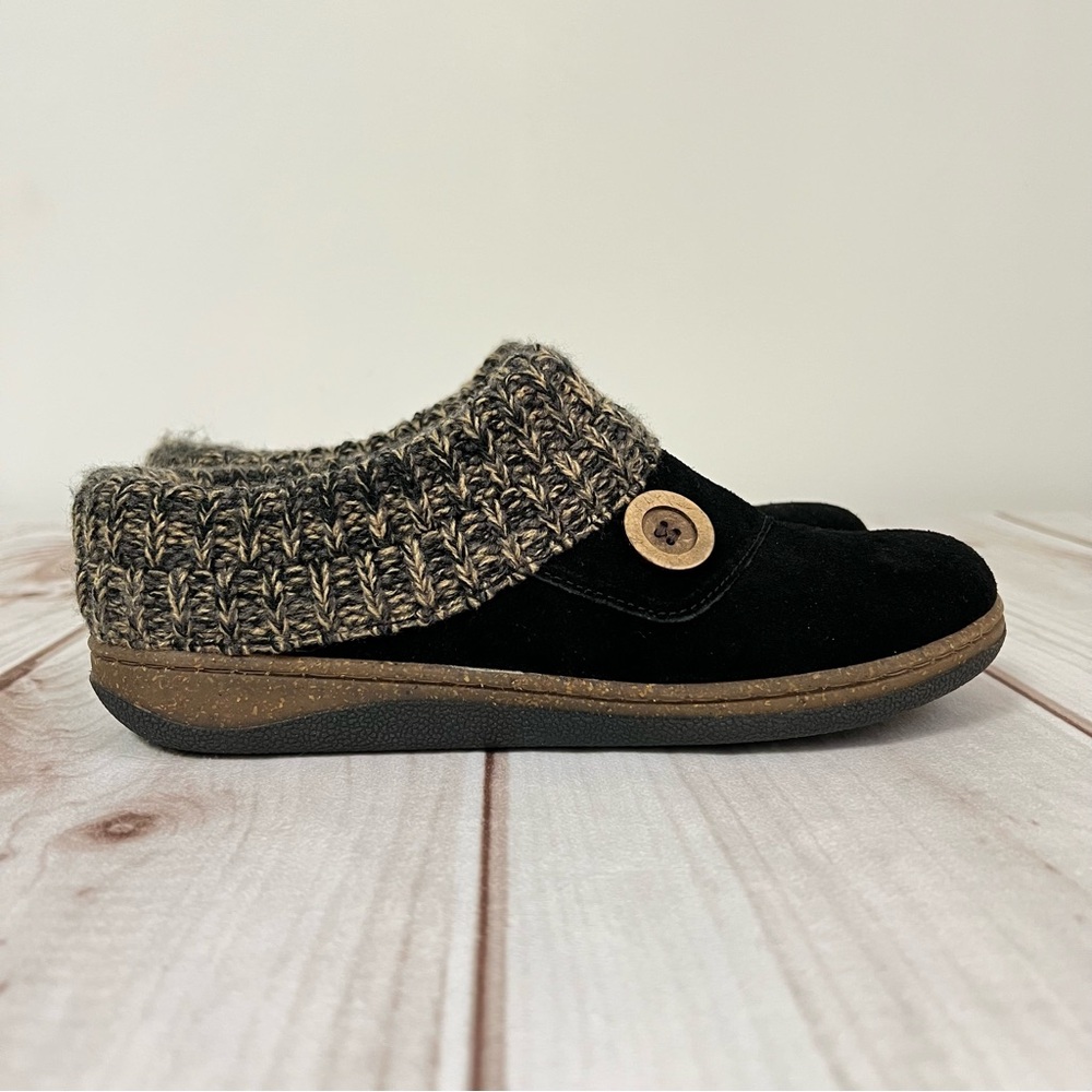 Clarks Black Cozy Knit Mules